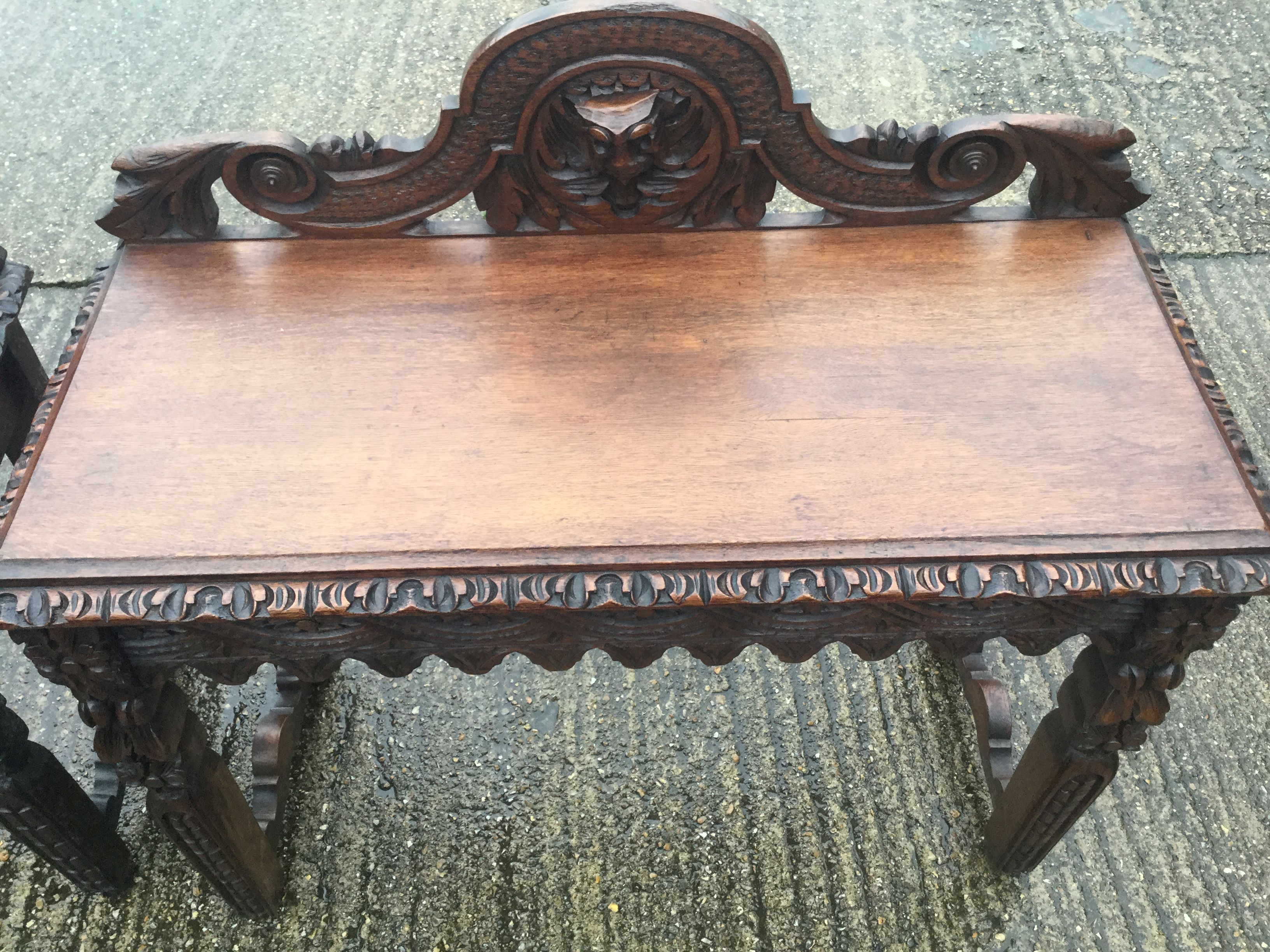 Two carved oak side tables. The largest 106 cm wide. - Image 5 of 9