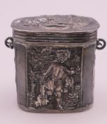 A 19th century Continental silver chatelaine box. 3 cm high.