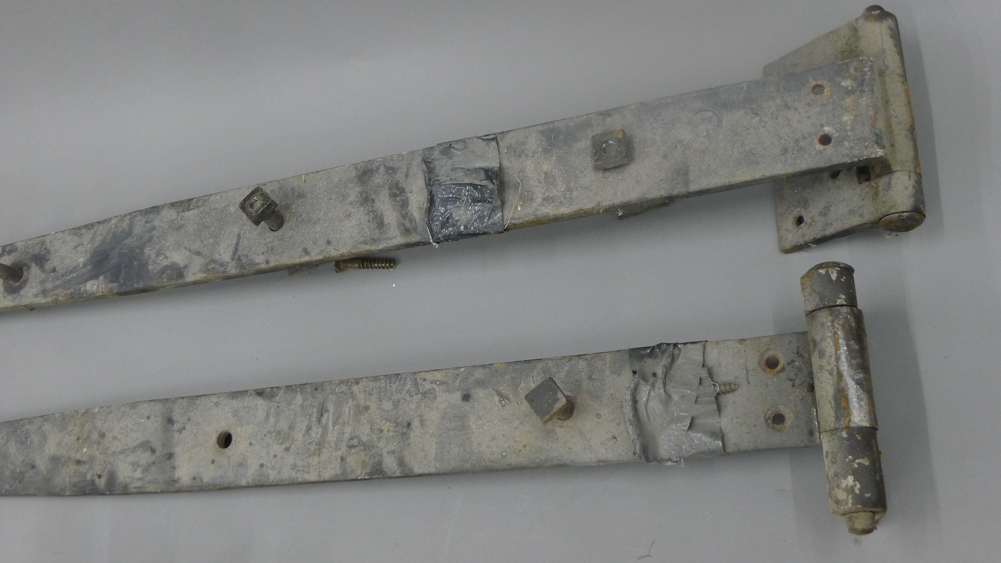 A set of iron hinges and handles. Removed from St Mary's Church, Ely. - Image 3 of 4