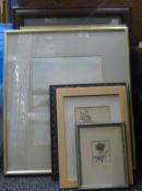 A quantity of watercolours and frames.