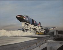 C W ARRON, A McDonnell F-4 Phantom Jet, oil on board, framed. 50.5 x 40 cm.