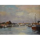 JOHN FREDERICK LAWRENCE, Norfolk Broads, oil on canvas, signed, framed. 45 x 35 cm.