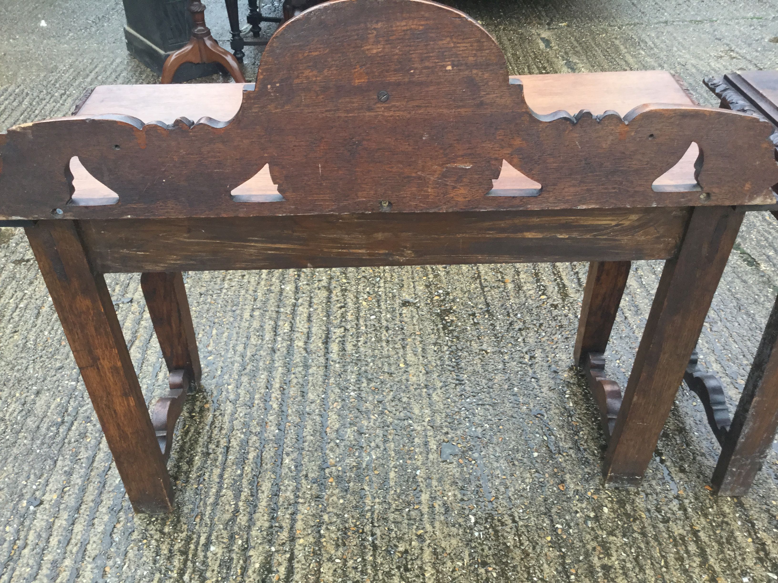 Two carved oak side tables. The largest 106 cm wide. - Image 9 of 9