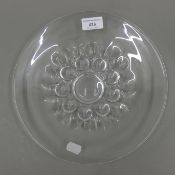 An Orrefors Art Bubble glass dish, by designer Sven Palmquist, signed, circa 1960. 27 cm diameter.