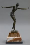 An Art Deco style bronze figure. 48 cm high.