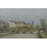 ANDRE RENOUX (1939-2002) French, Bridge over a River, limited edition lithograph,