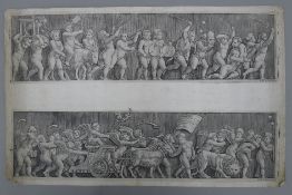 ANTONIO LAFFERI, an early print frieze with procession of putto, unframed. 42.5 x 27.5 cm overall.