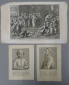 The Death of Ananias printed by John Bowles; together with two early portrait prints.