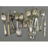 A quantity of silver and silver plated cutlery. 319.3 grammes of silver.