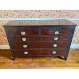 C19th mahogany dressing chest, reeded top above two brushing slides and two short and three long