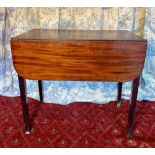 C19th mahogany Pembroke table, rounded rectangular top with two fall leaves, cockbeaded end drawer