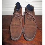 Pair of Loake Kempton brown lace up suede boots, size 9 with Dainite rubber soles and two Loake shoe