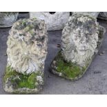 Pair of large Regency style weathered composition models of recumbent lions, W78cm H45cm