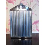 Ruddspeed Ltd. chromed metal decanter in the form of a Rolls Royce radiator grille, with screw