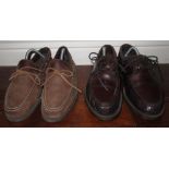 Sperry Topsider brown leather deck type shoe, with composition soles size 9 and a pair of Brass