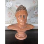 Terracotta bust of Dante with inscription across shoulders "DANTES"