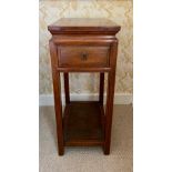 Chinese hardwood side table, rectangular top with panelled frieze on square supports joined by a