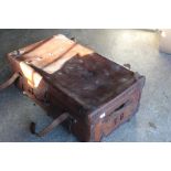 Vintage large Finnigan's of Manchester brown leather travel trunk with brass studded reinforced
