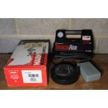 Warn accessories light kit, boxed as new, 275PSI tyre inflator, 13 amp 6m extension reel, small