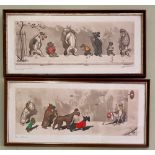 Set of four C20th French cartoons dog prints "Beau Blond" etc, copyright by Klein, signed in pencil,