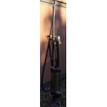 Wayne hand cranked petrol pump, cast iron with brass cylinder, brass name plaque No. EA1660, with