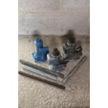 Two Evershure model no. 902300CWT bottle jacks, and a Webber-Hydraulic 2 ton bottle jack with