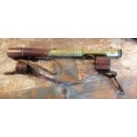 Ross, London 1914 TELL SIG (MKIII) GS NO. 4355 two draw brass and leather telescope with shade,