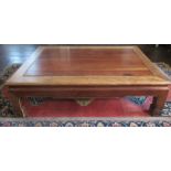 Chinese hardwood coffee table, rectangular top with shaped frieze on Greek Key carved supports,