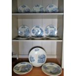 French Terre De Fer Rustic pattern blue and white transfer printed dessert service comprising two