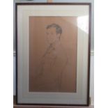 British School (C20th) James de Graham half length portrait study of seated army officer,