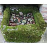 Weathered composition square plant trough, W54cm D54cm H36cm