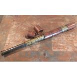Negretti & Zambra of London 1901 brass and leather cased three draw telescope stamped 1414, with