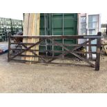 Large wooden field gate with galvanised hinge