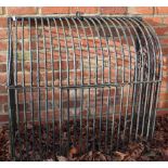 Cast iron garden dog kennel/cage, with part domed top and single door, W112cm D53cm H100cm