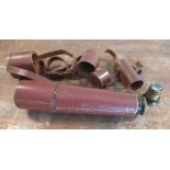 Dollond of London Signaling brass and leather cased three draw telescope, stamped Dollond, London