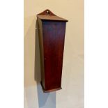 Early C20th mahogany wall mounted candle box, tapering body with hinged lid, H44cm