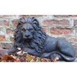 Cast iron half model of a recumbent lion, W66cm H35cm