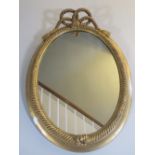 Regency style gilt wood and gesso wall mirror, oval plate in rope twist surround with tasseled