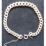 9ct rose gold graduated curb chain bracelet with safety chain and spring ring clasp, each link