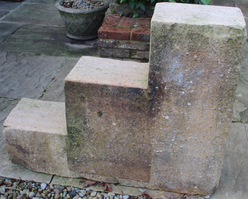 Dressed stone three step horse mounting block, W94cm H76cm