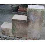 Dressed stone three step horse mounting block, W94cm H76cm