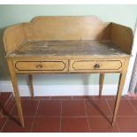Edwardian painted pine washstand, three quarter galleried back above two frieze drawers on square