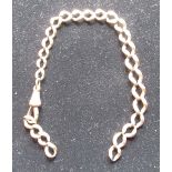 9ct rose gold, graduated chain bracelet with Albert clasp, central link stamped 375, L19cm, 11.5g (