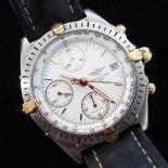 Breitling 100m chronomat automatic chronograph wristwatch with date, stainless steel case on leather