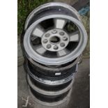 Set of four black and alloy five spoke wheels D41cm W16cm (4)