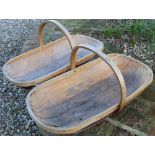 Two South Down bentwood garden trugs, and another W71cm D35cm (3)
