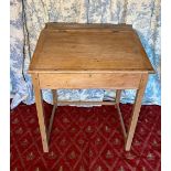 Victorian slope top type clerks desk, fitted interior on square supports joined by stretchers, W78cm
