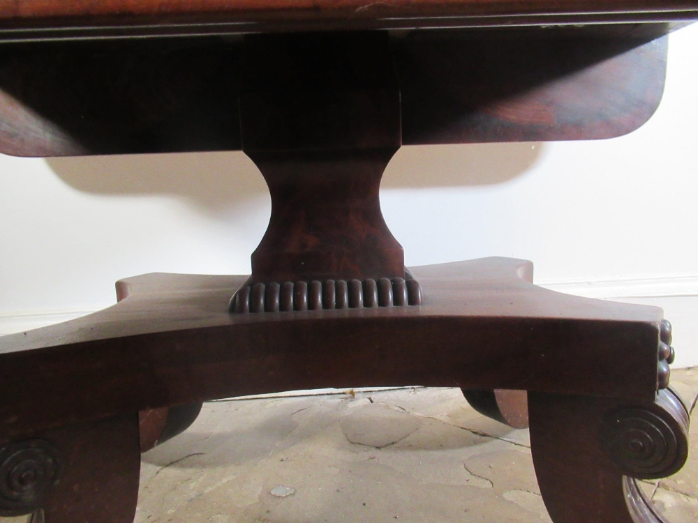 Regency mahogany pedestal Pembroke table, with end drawer and two fall leaves on angular baluster - Image 3 of 4