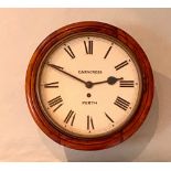 Early C20th mahogany dial clock, 30cm white Roman dial inscribed Cairncross Perth, with brass bezel,