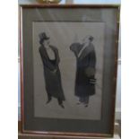 Sem (C20th) French figural studies, pair of lithographs, signed and titled in pencil, in simulated